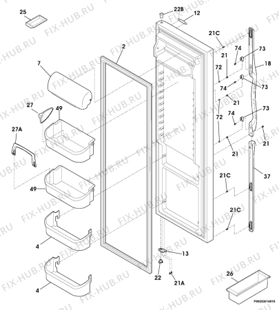 Взрыв-схема холодильника Frigidaire GLSZ28V8CB1 - Схема узла Refrigerator door